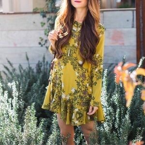Free People Smooth Talker Dress Womens XS Mini Boho Floral Indie Festival Flowy